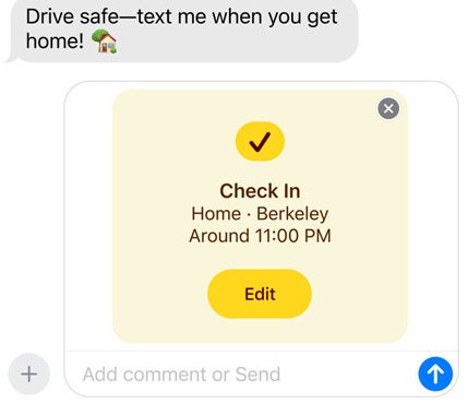 ارسال پیام ورود در پیام های اپل - iOS 17: ویژگی جدید Check In مانند است "وقتی به خانه رسیدی به من پیام بده" روی استروئیدها