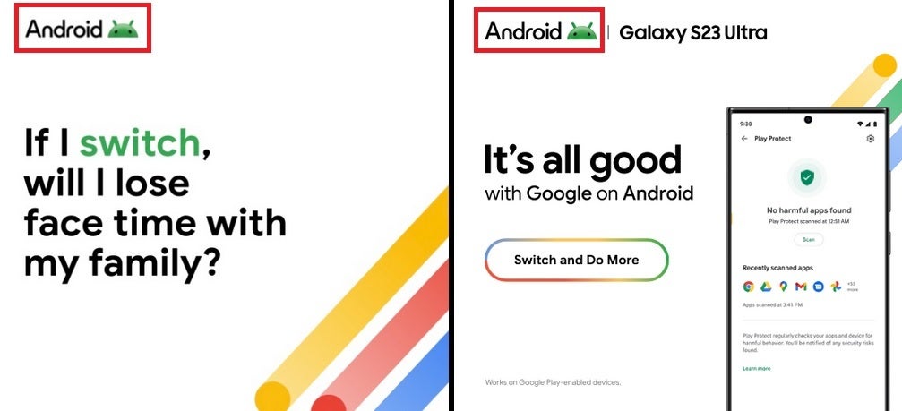The new Android logo and robot head appear in recent print ads for the platform - Google revises the Android logo including the robot head and the wordmark