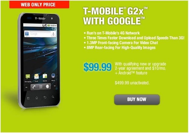 T-Mobile G2x is slashed in price to $99.99 today only through RadioShack&#039;s web site