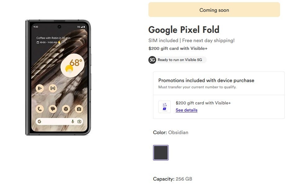 Starting on July 18th, Visible will offer the Pixel Fold with a deal that offers buyers a $200 gift card if certain conditions are met - Verizon's all-digital Visible unit has a deal on the Pixel Fold that starts on July 18th
