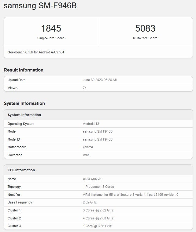 The unannounced global version of the Galaxy Z Fold 5 is benchmarked on Geekbench - Global version of Galaxy Z Fold 5 gets benchmarked revealing some specs