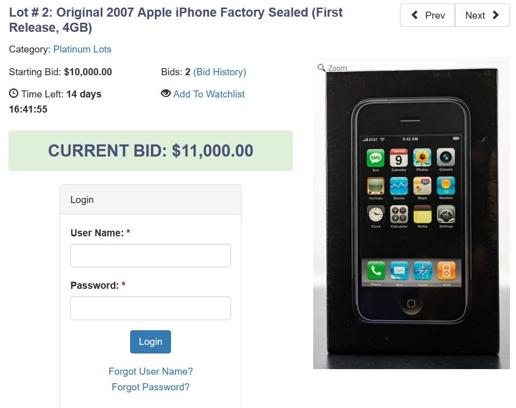 This unopened 4GB OG iPhone could get a bid as high as $100,000 in an auction that ends this month - Four unopened original-gen iPhones could fetch over $200K in auction