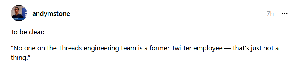 In a Thread, Meta communications director Andy Stone refutes Musk's charge - Musk accuses Meta of cheating to build Twitter rival Threads; lawsuit coming?