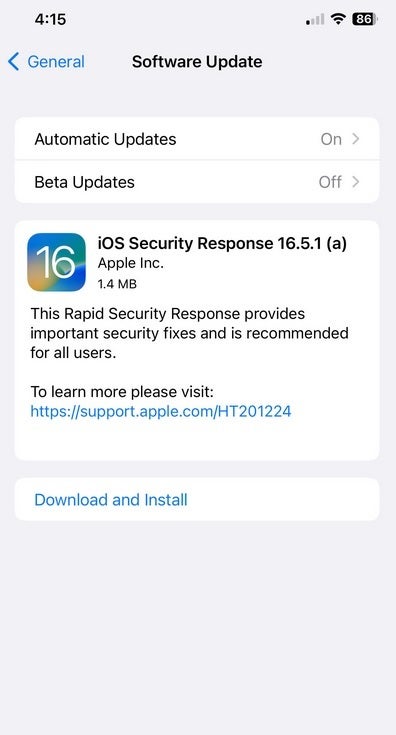 Apple releases a security patch for iOS and iPadOS 16.5.1 via its Rapid Security Response - Apple pushes out special security updates for iPhone and iPad that you need to install now