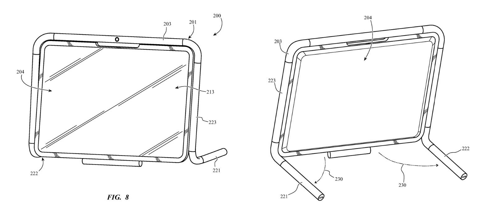The Peripheral Housing case can be manipulated to create feet for an iPad so it can stand on a table without a tilt - Apple is awarded a patent for a new case that could lead to thinner iPad tablets