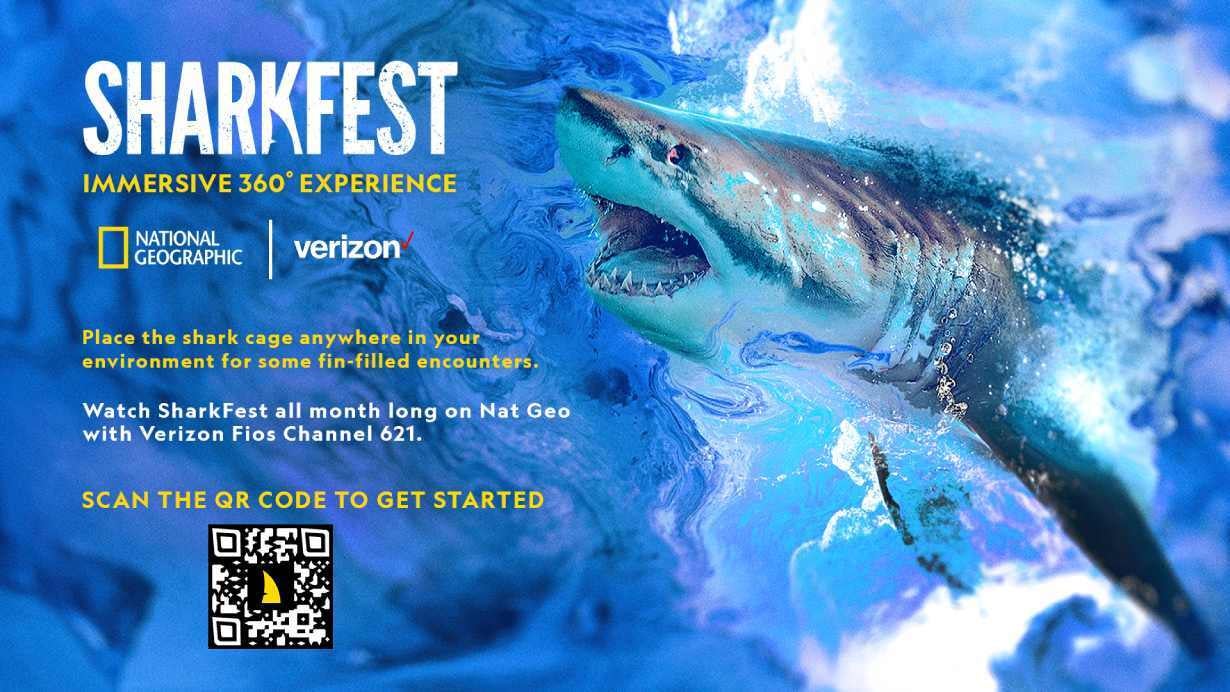 Are you ready kids? I can&#039;t hear you! But that&#039;s probably because we can&#039;t communicate under water. - Vibe with a shark on your phone through this AR experience from Nat Geo and Verizon