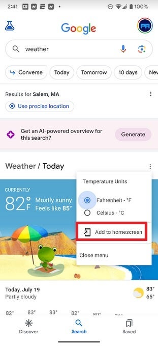 How to add the current Weather interface to your Pixel&#039;s homescreen - Google&#039;s new Weather interface will feature improved short-term forecasts