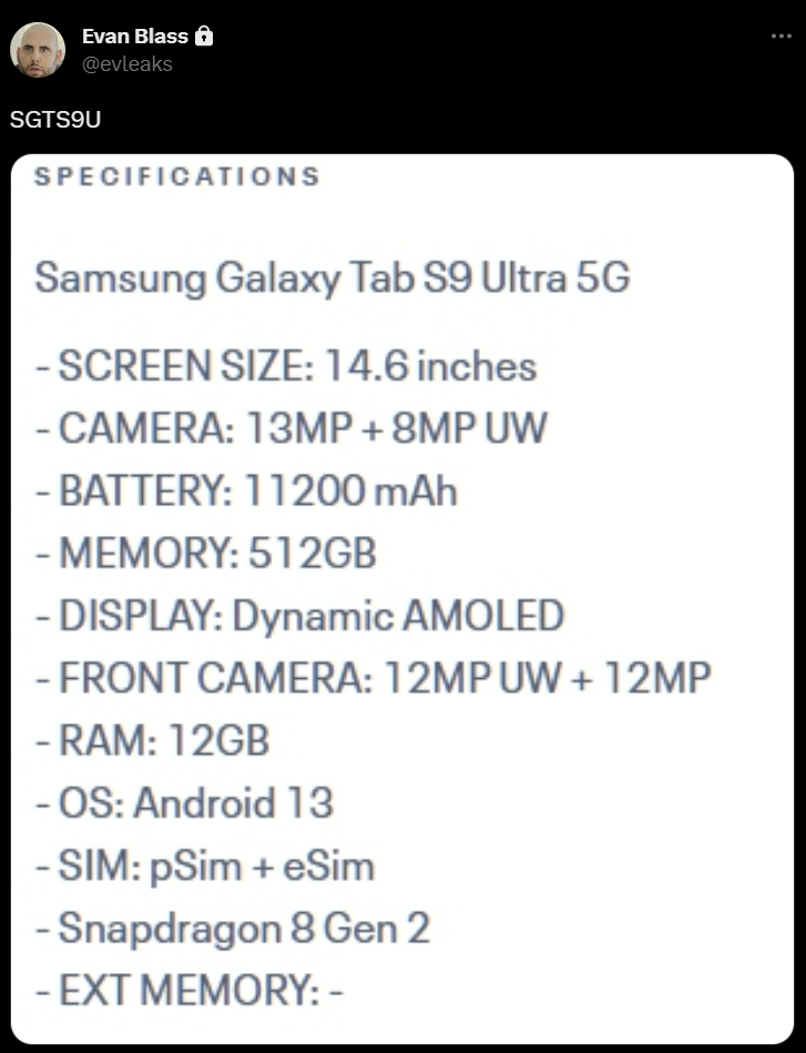 Fresh Samsung Galaxy Tab S9 Ultra leaks: possible eSIM capability