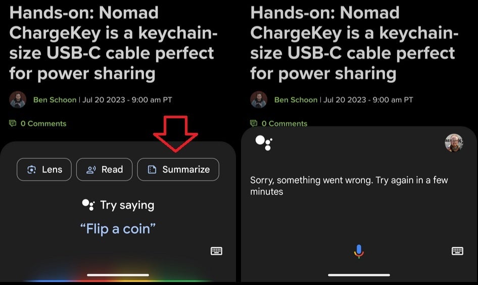 Calling for help from Google Assistant while using Chrome will suggest that you have AI summarize the information - Google Assistant and AI might help Pixel users understand what they are reading online