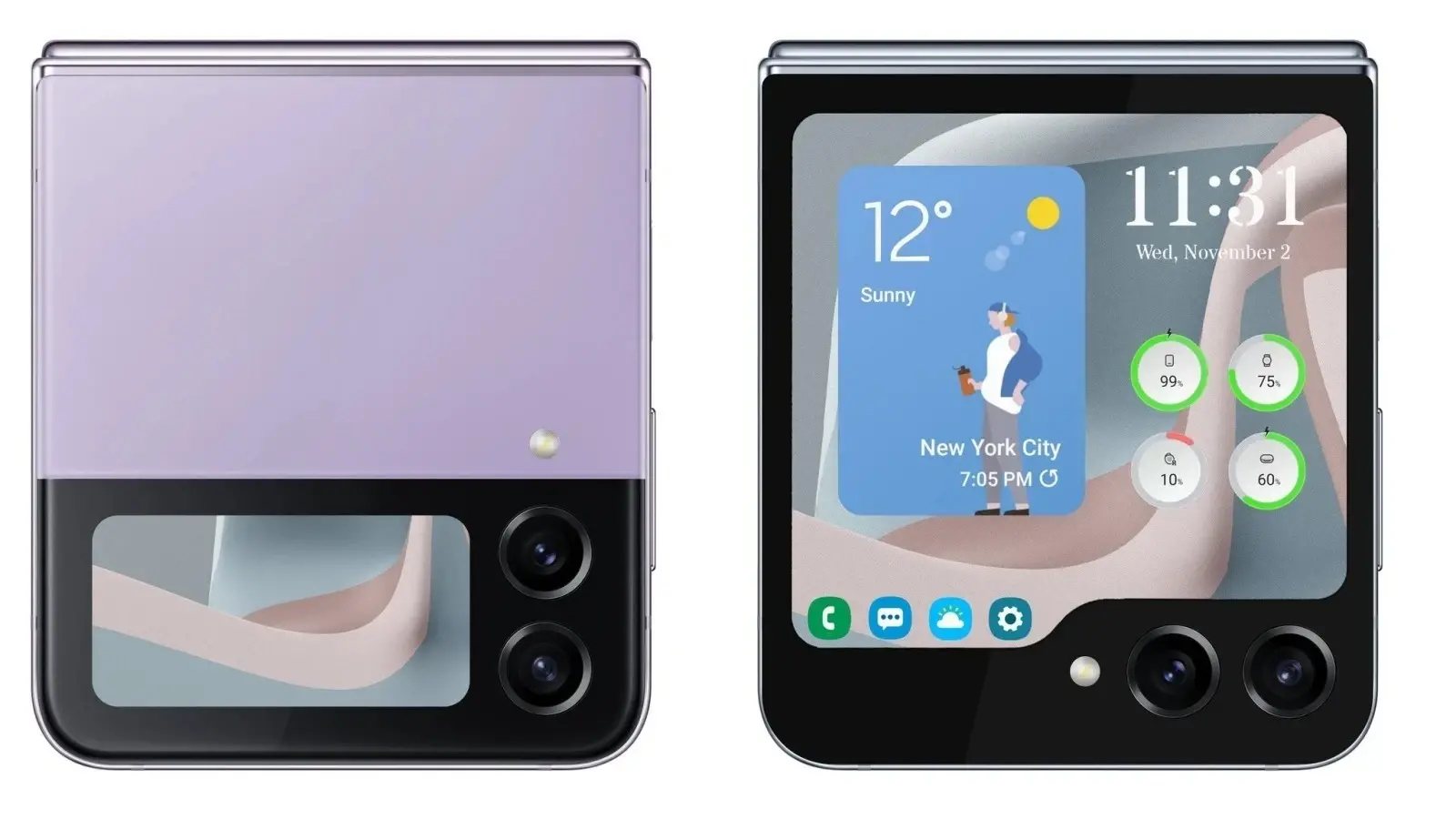Galaxy Z Flip 5 renders depicting the external screen (Image credit - Techinzo Concept) - Samsung Unpacked 2023 Live Blog: all the news on Z Fold 5 &amp; Z Flip 5
