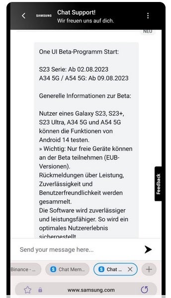 A Samsung Germany rep spills the beans about the release of the One UI 6.0/Android 14 Beta - Samsung rep reveals Galaxy S23 line will receive first One UI 6.0/Android 14 Beta next week