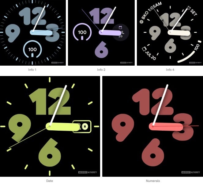The four options for the Analog Bold watch face - Anonymous Google insider leaks exclusive watch faces for the Pixel Watch 2