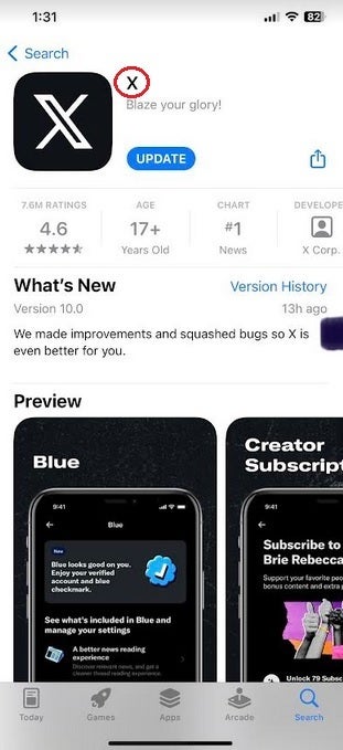 Apple now allows X to be called X in the App Store - Apple bends its rule to allow Musk's rebranded Twitter app "X" to be listed in the App Store
