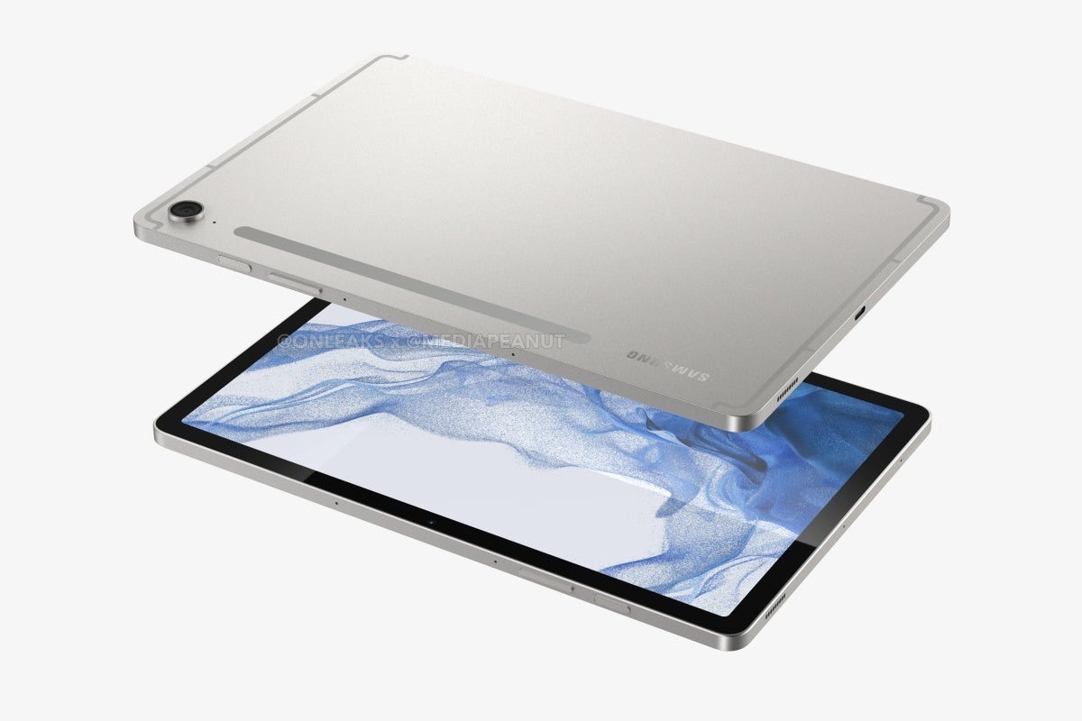 This is the purported design of the Tab S9 FE. - Samsung&#039;s Galaxy Tab S9 FE and Tab S9 FE+ get some new pricing, storage, and memory details