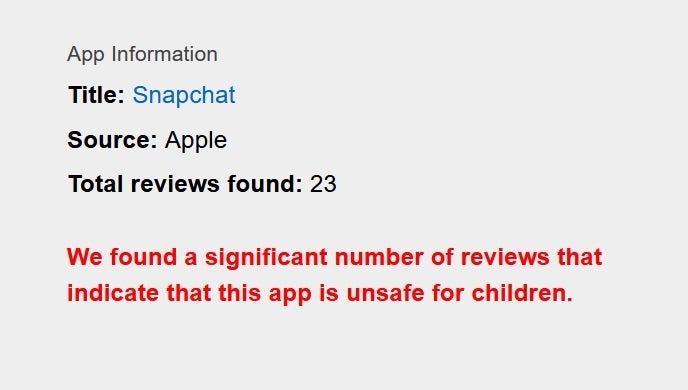 The App Danger Project says Snapchat is unsafe for children - Free website looks at user reviews to determine which apps are a danger to children
