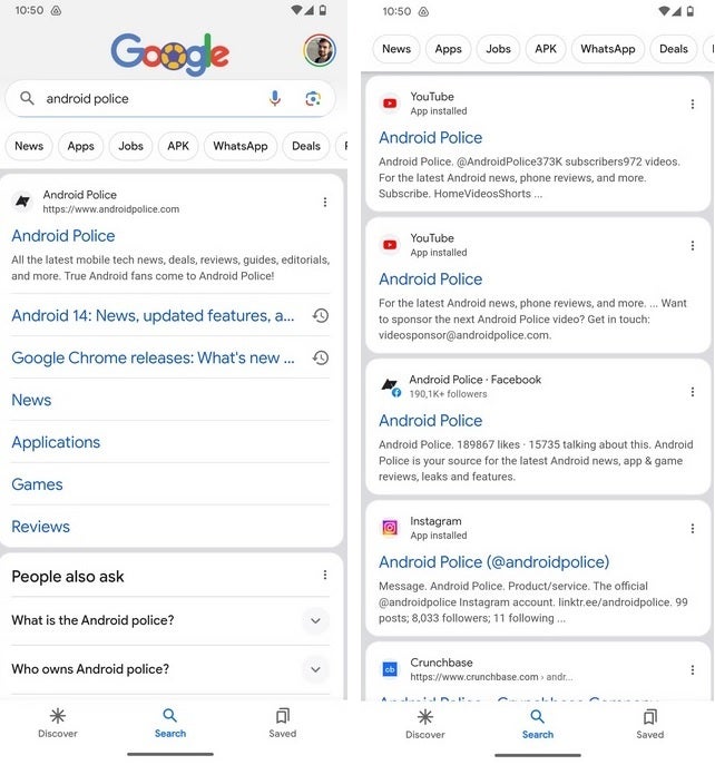 Google tests a new card style UI for search results on the Google app - Google tests a new look for search results in the Google app
