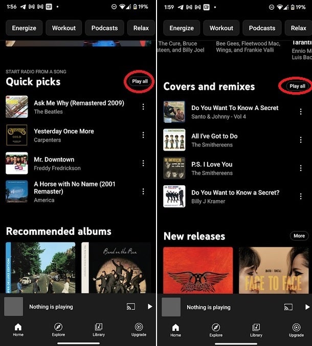 The new Play all appears on the iOS, Android, and web versions of YouTube Music - New button added to YouTube Music keeps the tunes and the videos playing
