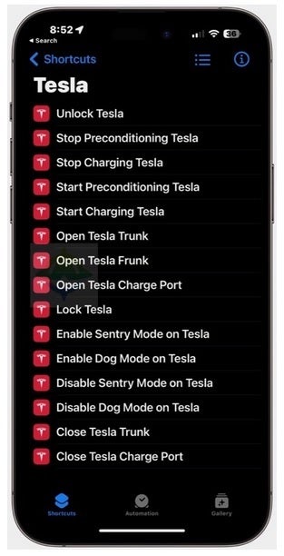 The ready-made shortcuts for Tesla users on the Shortcuts app available with the updated iOS Tesla app - Thanks to app update, Siri can now remotely lock your Tesla's doors and much more