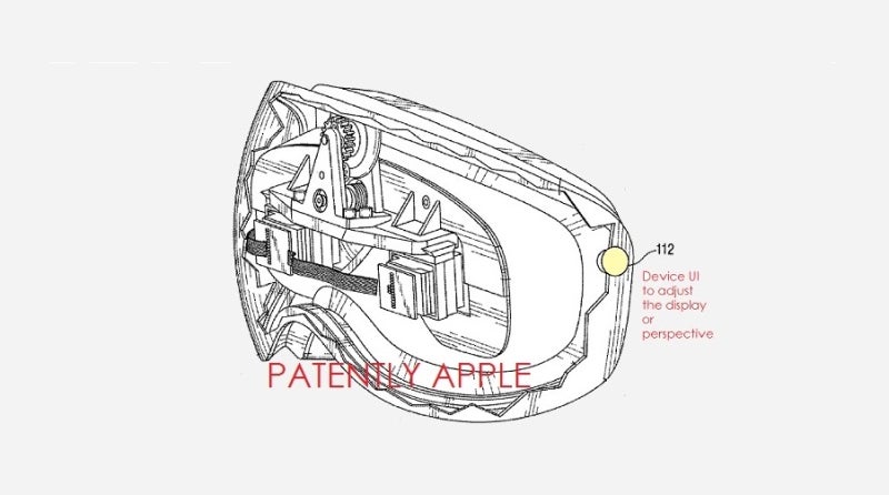 From the 2007 patent application, Apple shows off a button to adjust the UI on the headset similar to today's Digital Crown - Apple was working on Vision Pro-style headset before it released the original iPhone in 2007