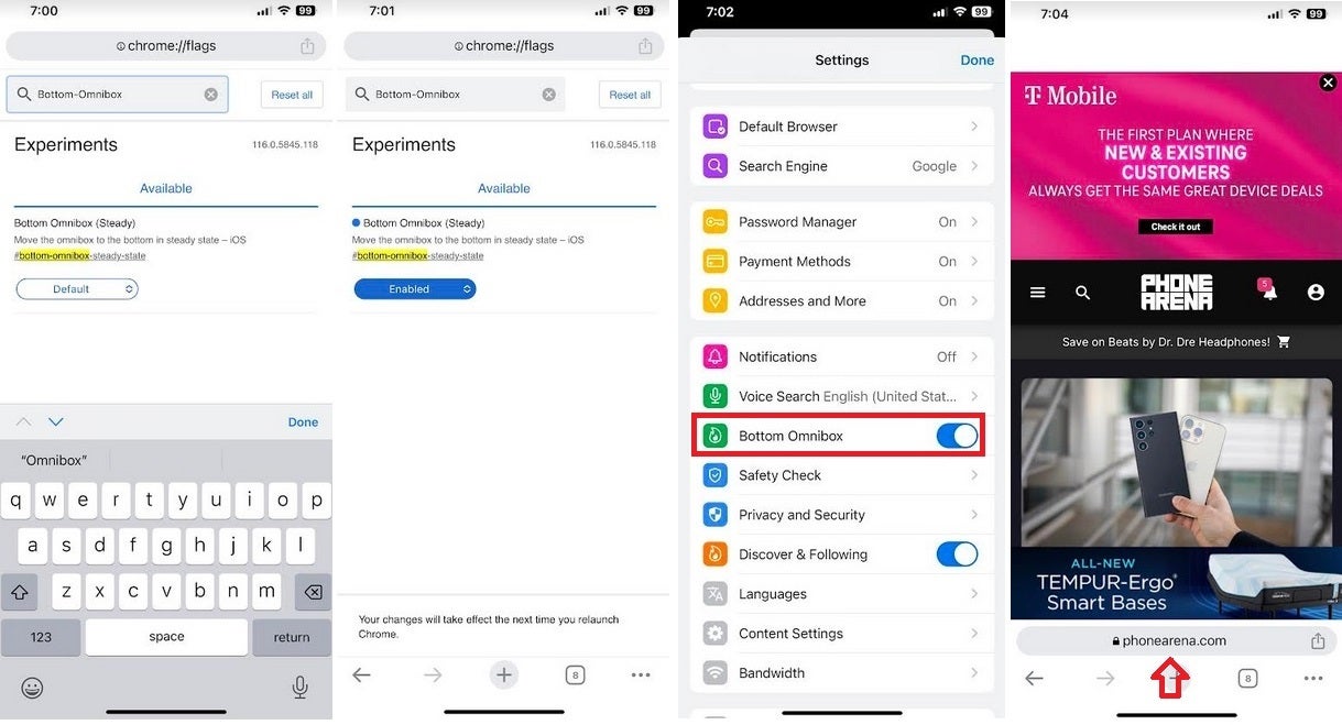 If you enable the right flag, the iOS version of Chrome will have a URL address bar at the bottom of the screen - Apple iPhone users can move Chrome's URL address bar to the bottom of the screen
