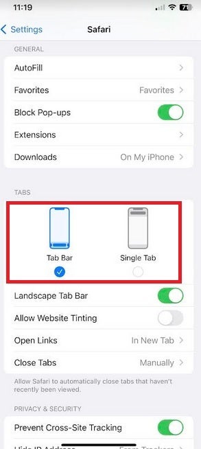 You can choose to place Safari's URL address bar at the top or bottom of the screen.  Apple iPhone users can move Chrome's URL address bar to the bottom of the screen