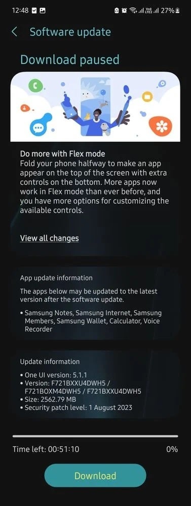 One UI 5.1.1 is rolling out in some countries for the Z Flip 4 and the Tab S7 series - Samsung starts pushing out One UI 5.1.1 to the Galaxy Z Flip 4 and Galaxy Tab S7 line