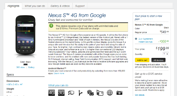 Sprint is offering the Nexus S starting today for $199.99 with a 2-year contract - Sprint makes Nexus S 4G available today for $199 with 2-year pact