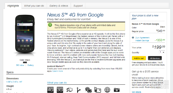 Sprint is offering the Nexus S starting today for $199.99 with a 2-year contract - Sprint makes Nexus S 4G available today for $199 with 2-year pact