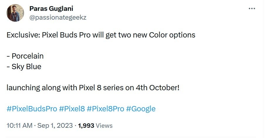 Tipster revela rumores de novas cores para o Pixel Buds Pro – Rumores de que novas cores do Pixel Buds Pro combinarão com duas das possíveis opções de cores do Pixel 8 Pro