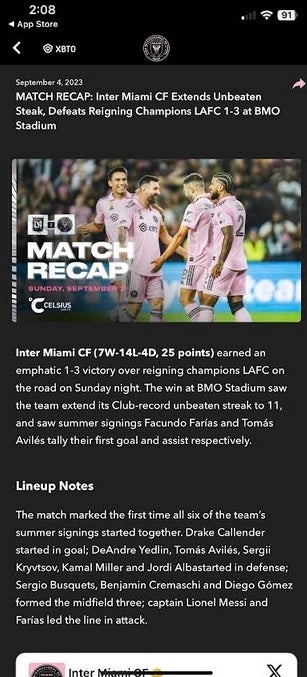 O aplicativo Inter Miami iOS – Um jogador é responsável pelo aumento na contagem de assinantes do MLS Season Pass da Apple