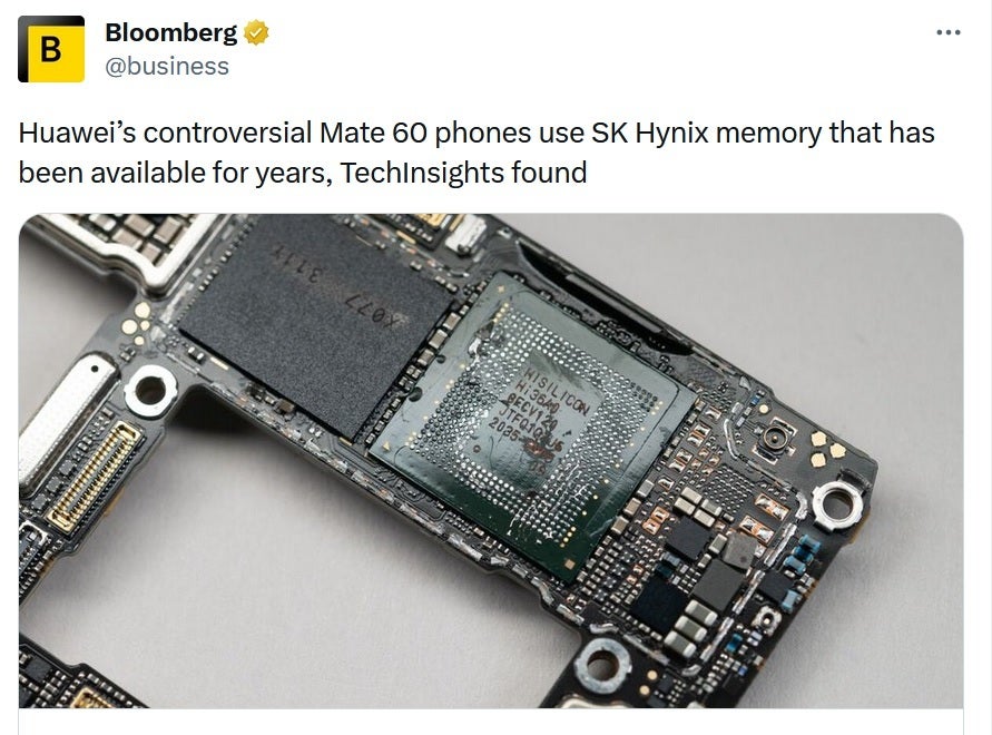 Bloomberg says that the memory chips used on the Mate 60 Pro were obtained by Huawei before the sanctions started - Mate 60 Pro uses RAM, NAND chips from Huawei's inventory; how many chips are left?