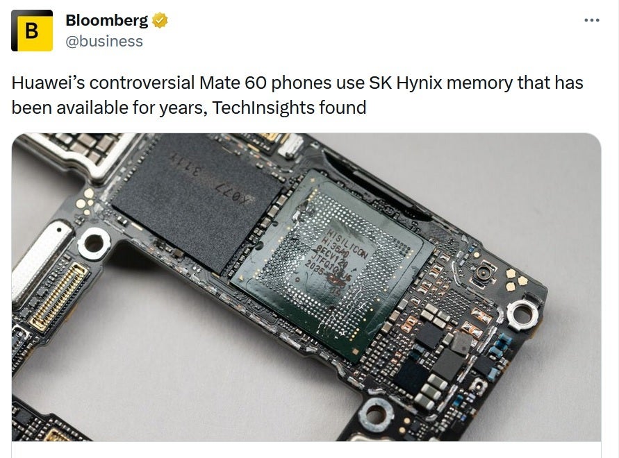 Bloomberg says that the memory chips used on the Mate 60 Pro were obtained by Huawei before the sanctions started - Mate 60 Pro uses RAM, NAND chips from Huawei&#039;s inventory; how many chips are left?