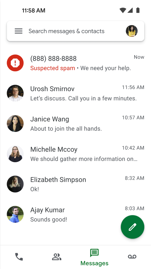 Image Credit–Google - Google Voice extends spam protection to SMS messages on Android and iOS