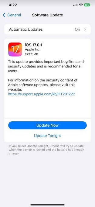 Install the iOS 17.0.1 phone on your iPhone for security reasons - Apple suggests you install ASAP iOS, iPadOS 17.0.1 and watchOS 10.0.1 for security reasons