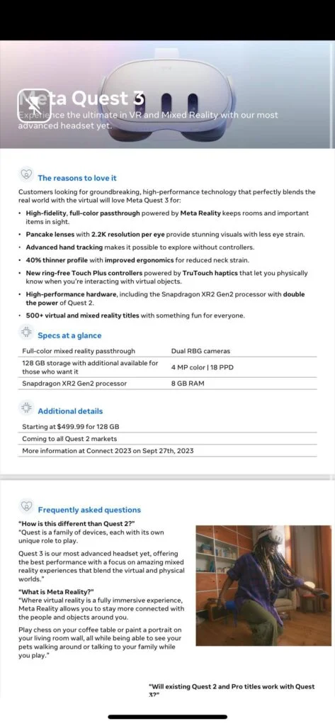 This spec leak for the Meta Quest 3 suggests that it may not be a powerhouse
