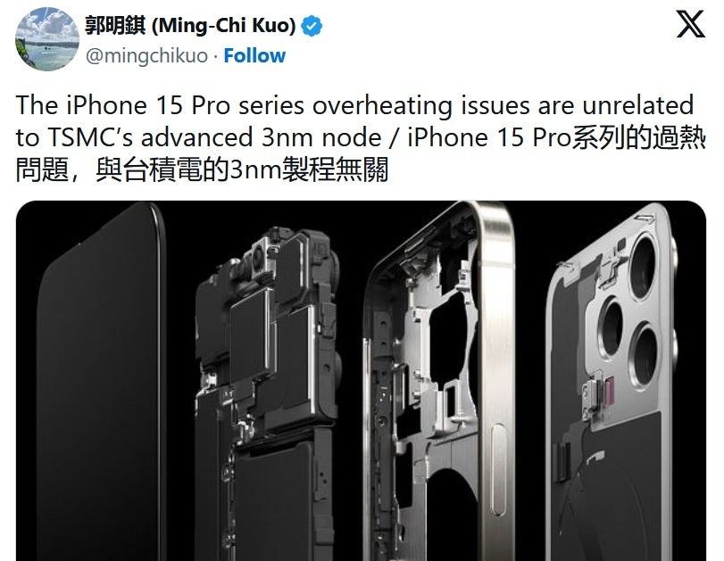 Ming-Chi Kuo says Apple needs to fix the issue that is causing iPhone 15 units to overheat - Kuo: Apple might have to throttle processors on iPhone 15 series to stop overheating