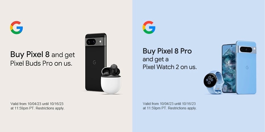 offers free Pixel Watch 2 with Pixel 8 Pro preorder, free Buds with Pixel  8