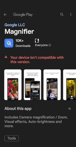 Erreur d'incompatibilité de l'application Magnifier sur Google Pixel Fold - Google lance l'application Pixel Magnifier pour aider les utilisateurs à voir les petits détails du texte et des objets