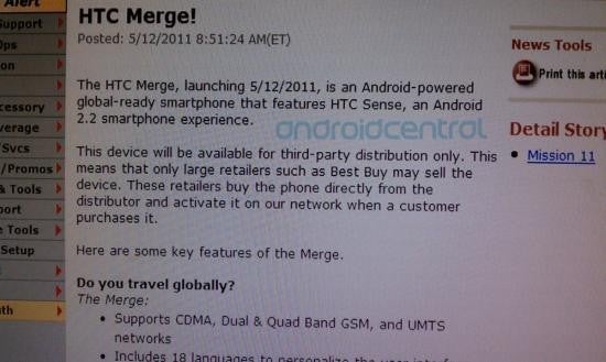 Verizon&#039;s HTC Merge is going on sale today, but only through third-party distribution