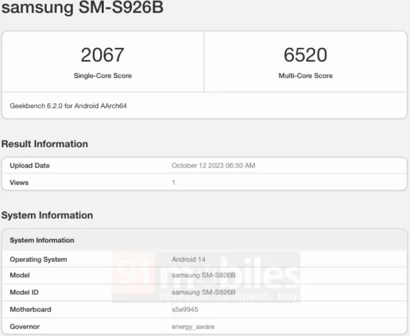 Geekbench result for a Global Galaxy S24+ powered by the Exynos 2400 SoC - Tests show Exynos 2400 holding its own against Snapdragon 8 Gen 3