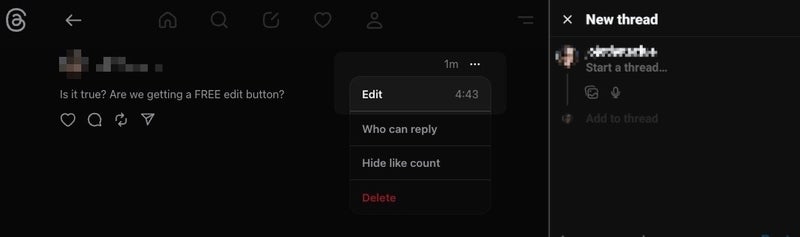 Threads rolls out a free edit button for all, plus voice posts and replies