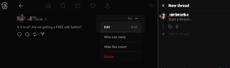 Threads rolls out a free edit button for all, plus voice posts and replies
