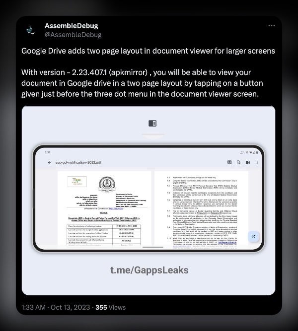 Android users may soon get a two-page document view layout in Google Drive