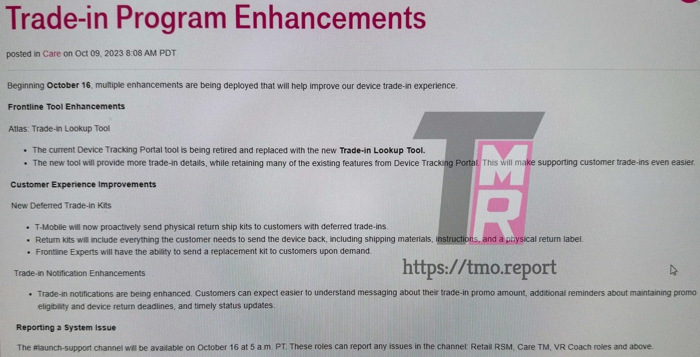 T-Mobile is improving its trade-in system for subscribers - T-Mobile indefinitely delays new trade in program that was supposed to start October 16th