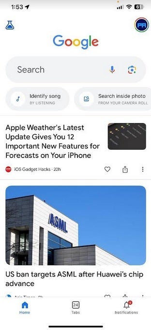 Screenshot of the Google Search app on iPhone - It&#039;s Google&#039;s turn in court to defend the huge annual payments it makes to Apple for iPhone search