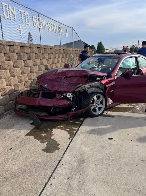 One of the BMW cars involved in the accident - Severe crash between two BMWs allows Apple Crash Detection to play the hero
