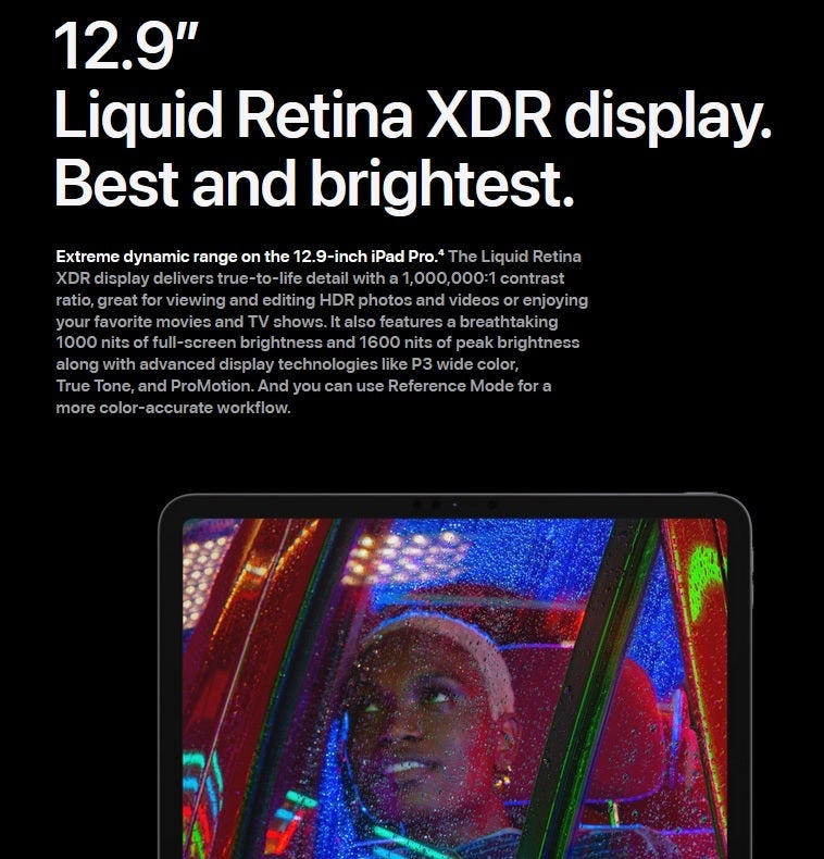 Apple promotes the mini-LED display on the most recent 12.9-inch iPad Pro - Bonkers report says 2024 iPad Pro models will use LCD displays, not OLED