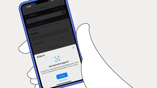 Amazon passkey on iOS | Image via Amazon - Amazon embraces a passwordless future with passkey support on iOS and the web. Android coming soon.