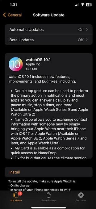 watchOS 10.1 est désormais disponible pour l'Apple Watch - Apple lance watchOS 10.1 pour corriger l'application Météo