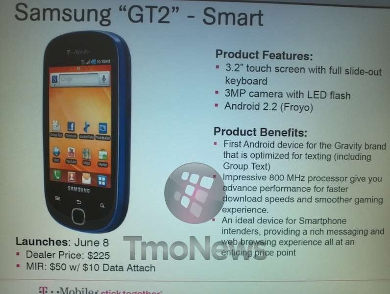 Leaked screen shot shows a June 8th launch for the Samsung Gravity Touch 2 “GT2″